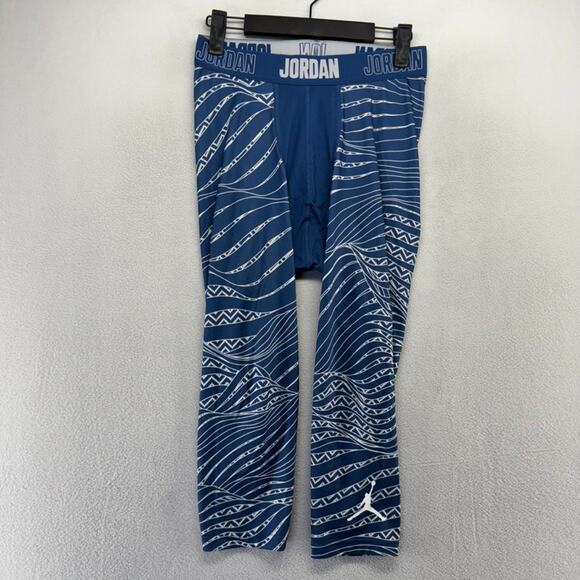 Jordan Compression Tights Men's large Blue Training Workout Training 3/4 Length - Picture 1 of 7